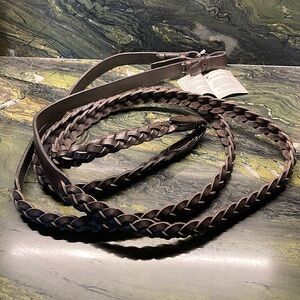 Plaited Leather Reins Oakbark Brown New